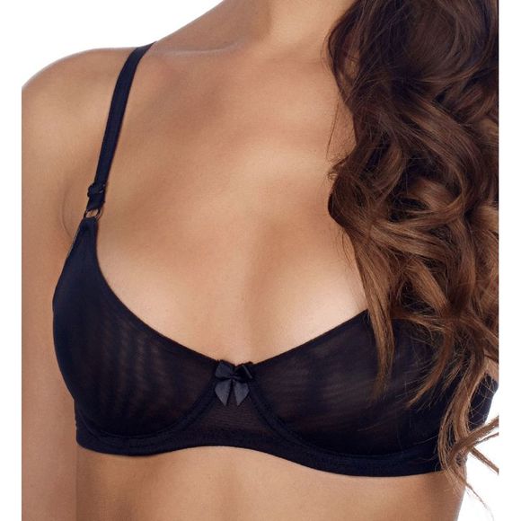 Timpa Mesh Underwire Demi Bra - Black 16800 - Picture 2 of 4